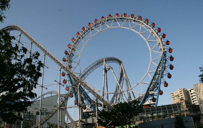 Grande roue et montagnes russes du parc d’attractions de Tokyo Dome